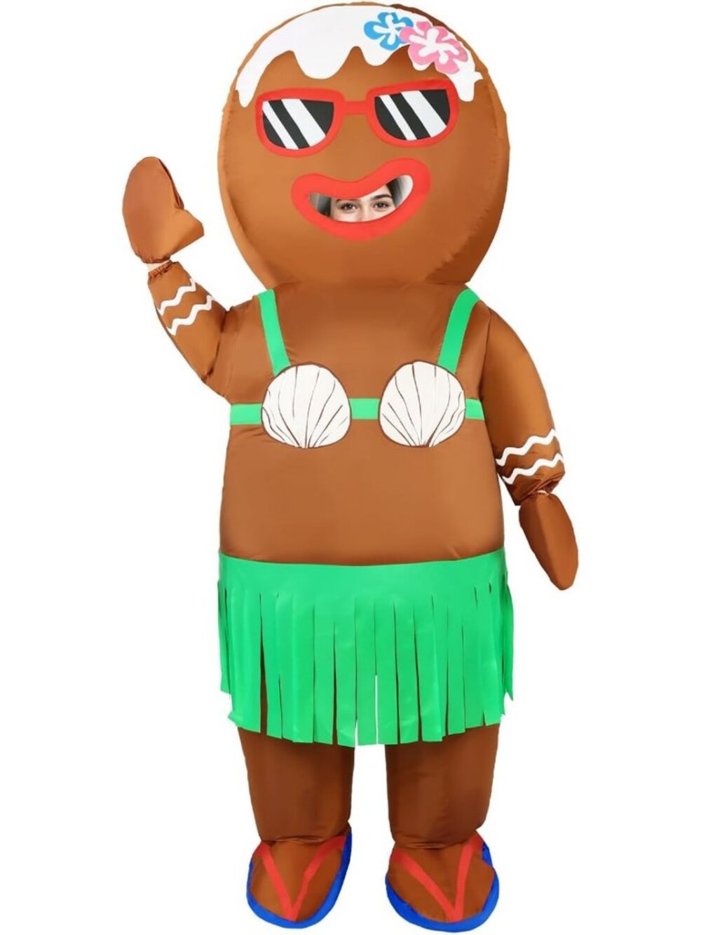 Funny Inflatable Gingerbread Man Costume for Adults - Tropical Christmas Hula